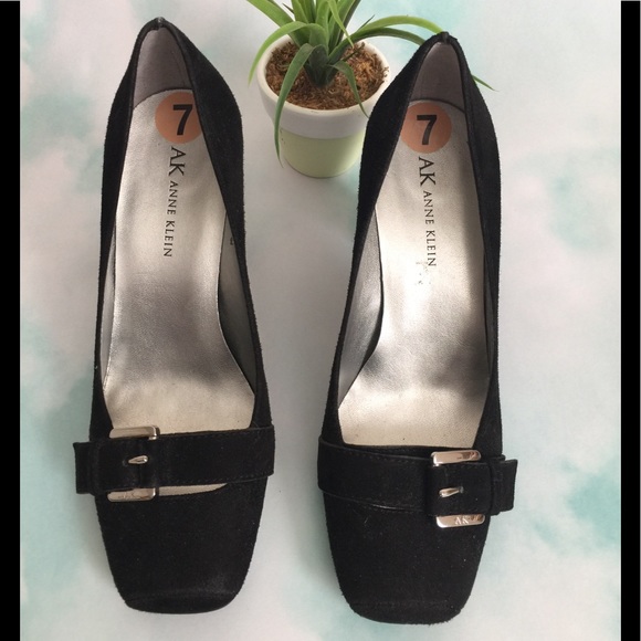 Anne Klein🌷Suede Heels Black Sz 7 - Picture 2 of 8